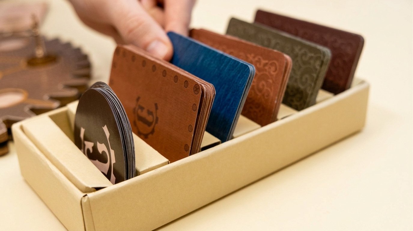 Caixa com os baralhos de cartas