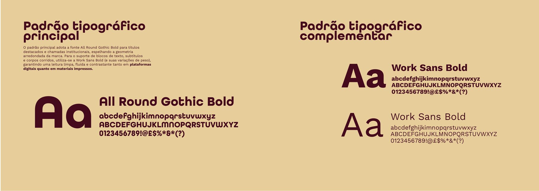 Padrões tipográficos principal e complementar